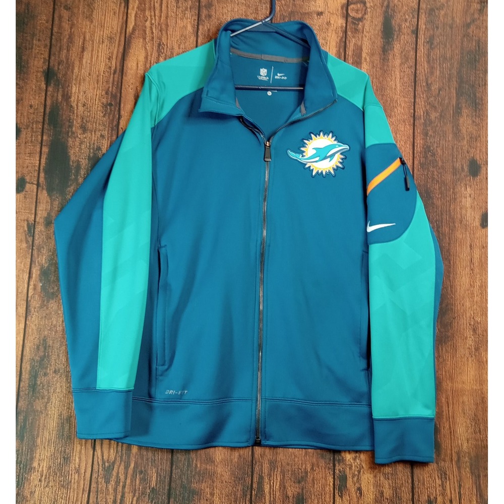 Nike NFL Miami Dolphins Dri-FIT Full Zip Track Jacket Mens Medium Aqua Teal